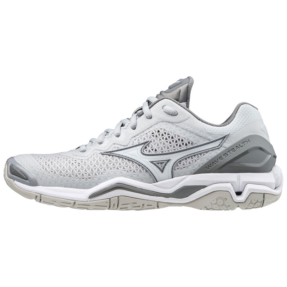 Scarpe da netball Mizuno Wave Stealth V Nb Donna - Bianche/Grigie - 56072-ESVM